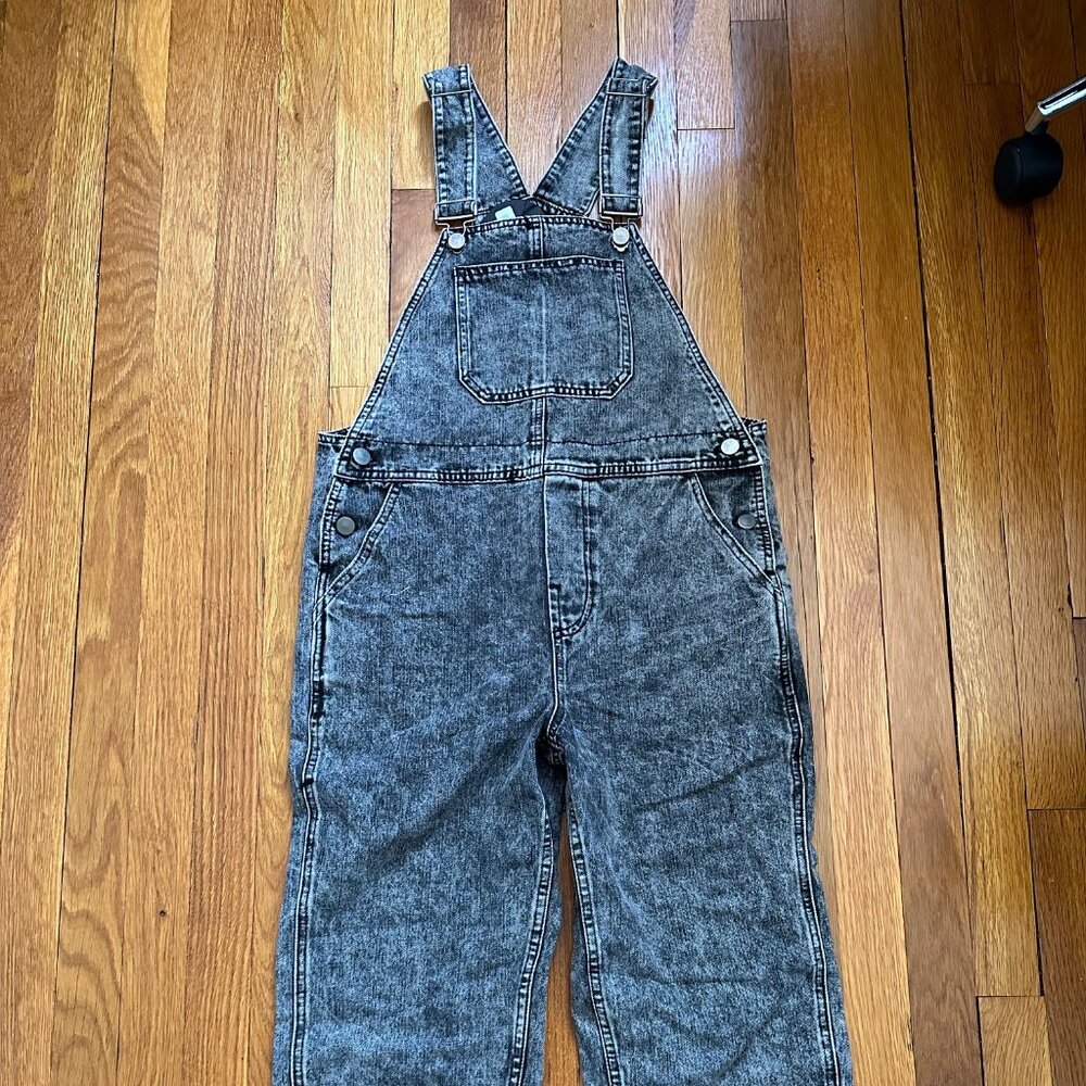STORIA Cropped Pant Overalls Black Acid Wash Color Size Small NWT